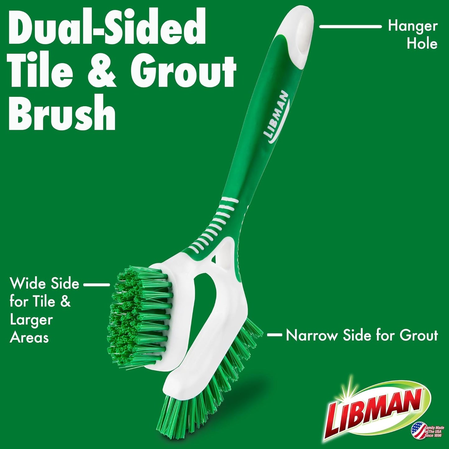 Libman Heavy Duty Scrub Brush Kit | Cleaning Brushes for Household Use | Tub Scrubber | Easy Grip Scrub Brush | Big Job Kitchen Brush | Dual Sided Tile & Grout Brush | 3 Different Brushes Included