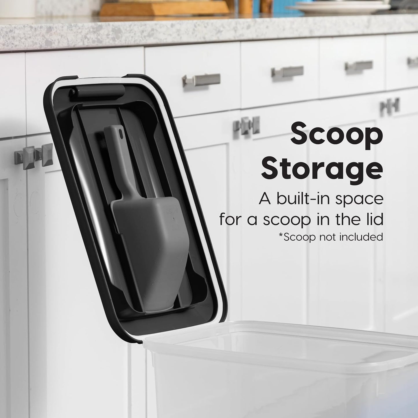 IRIS USA Dog Food Storage Container, 2 Pack, Up to 30 lbs Each, Airtight Seal for Freshness, Wheels for Rolling, Easy One Hand Opening, Made in USA, BPA Free, Clear/Black