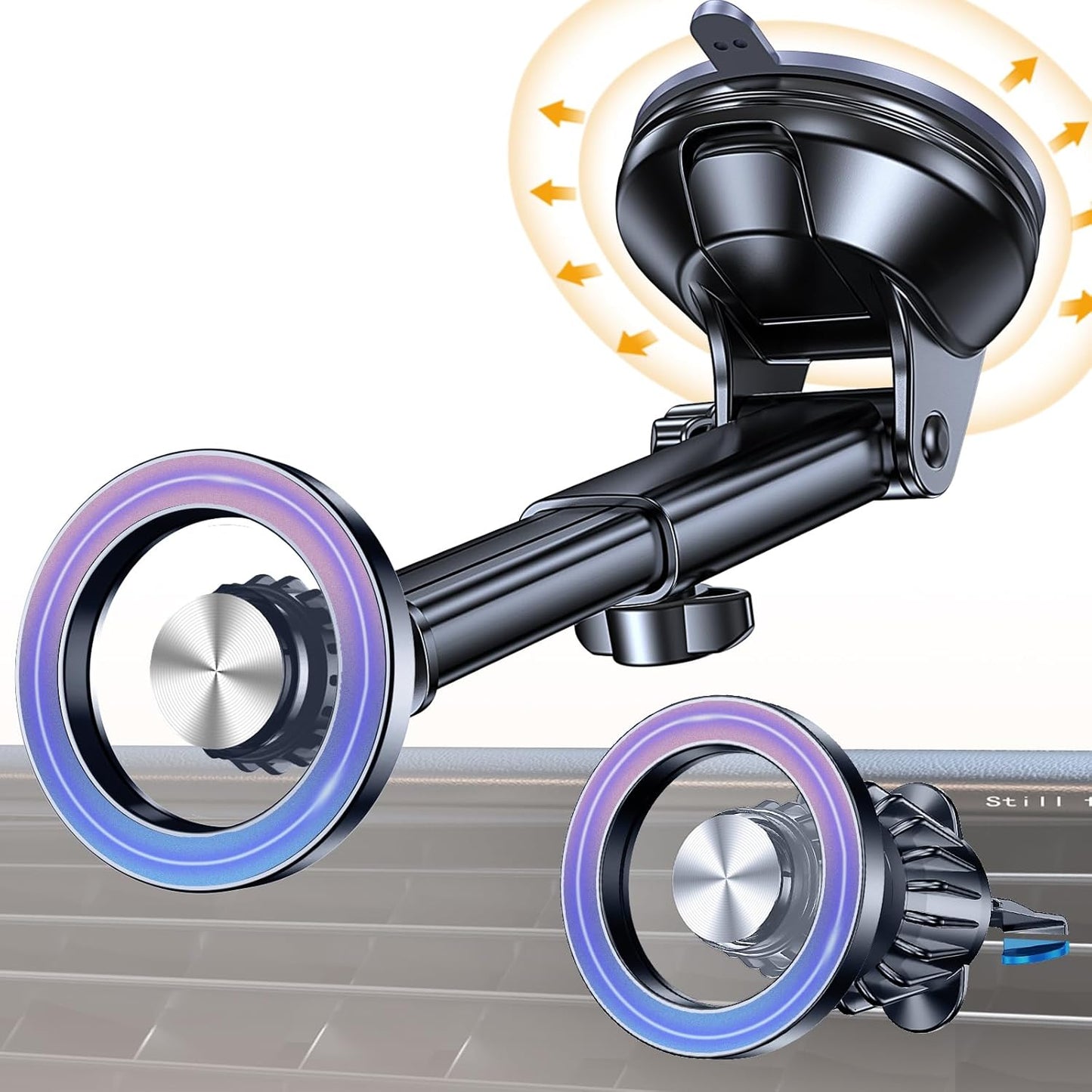 Coolpow for MagSafe Car Mount Windshield+Vent+Dash Magnetic Phone Holder for Car Phone Holder Mount Cell Phone Holders for Your Car Accessories Suction Cup Stand for Garmin GPS for iPhone 17 16 15 14