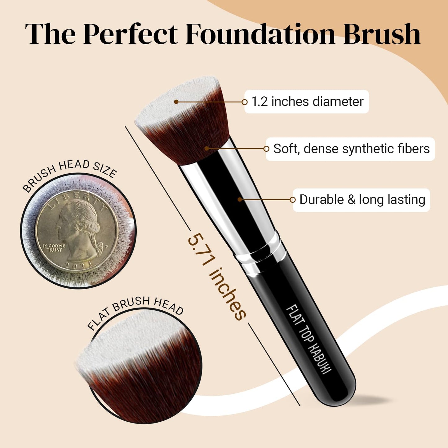Premium Flat Top Kabuki Foundation Brush By KESHIMA - Cart Shape