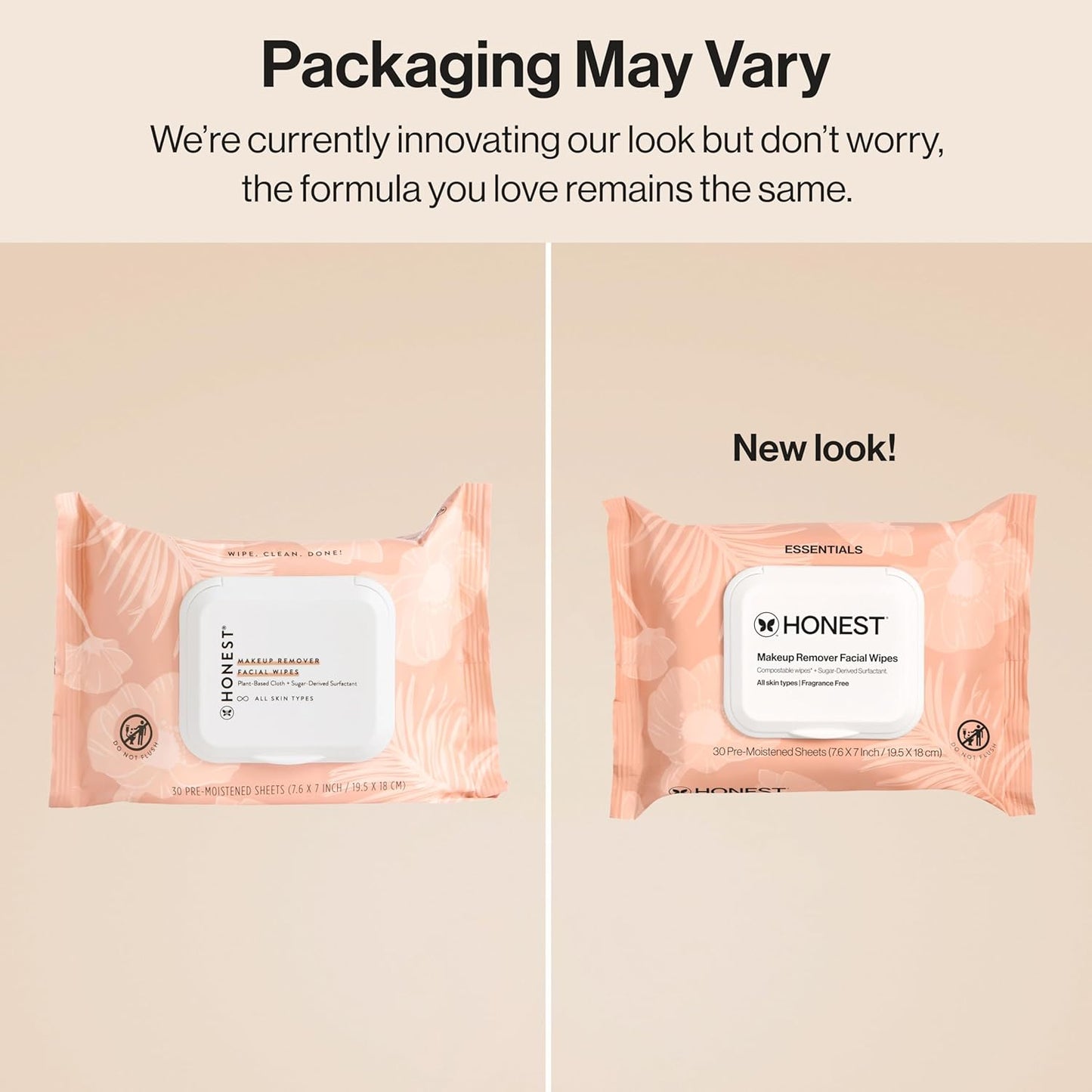 Honest Beauty Fragrance-Free Makeup Remover Wipes | Hypoallergenic, Plant-Based, 30 Count - Cart Shape