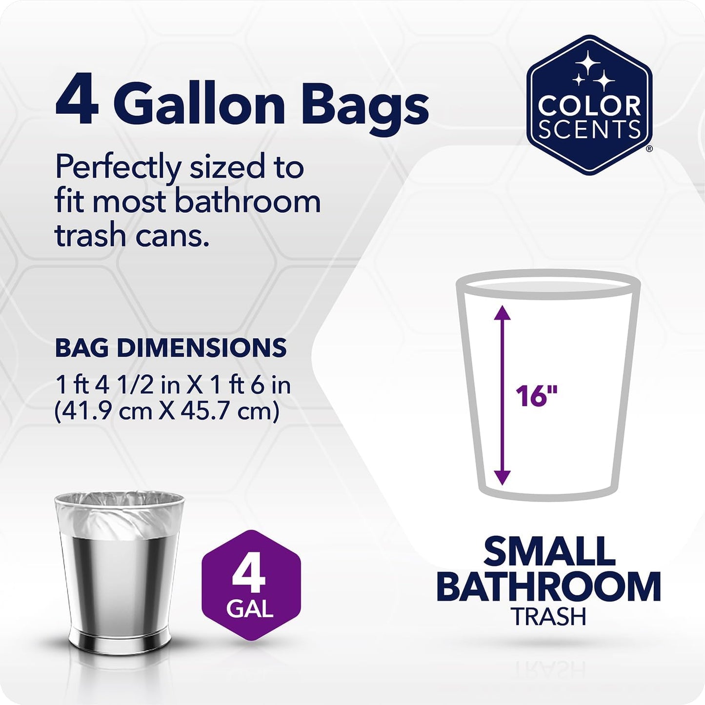 Color Scents Small Trash Bags - 4 Gallon, 80 Bags (1 Pack of 80 Count), Twist Tie - Lavender Bag with Lavender Scent with Microban