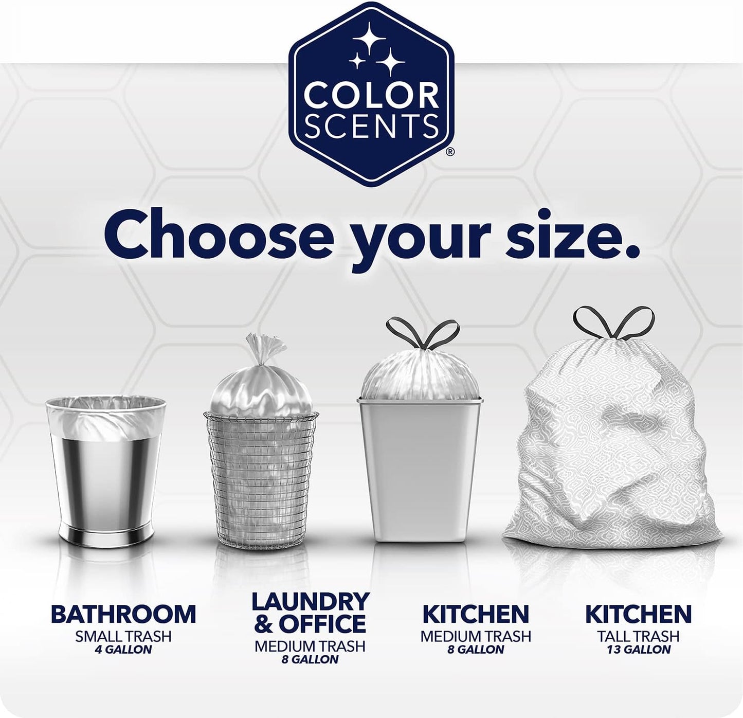 Color Scents Small Trash Bags - 4 Gallon, 80 Bags (1 Pack of 80 Count), Twist Tie - Lavender Bag with Lavender Scent with Microban