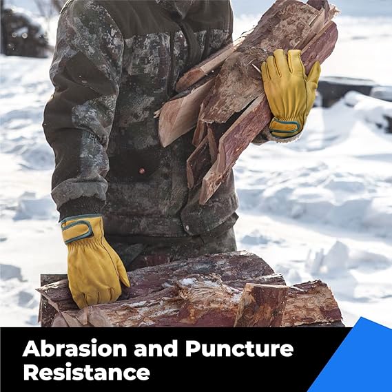 toolant Winter Leather Work Gloves, Warm 3M Thinsulate Lining for Cold Weather Work, Thermal Insulated Gloves