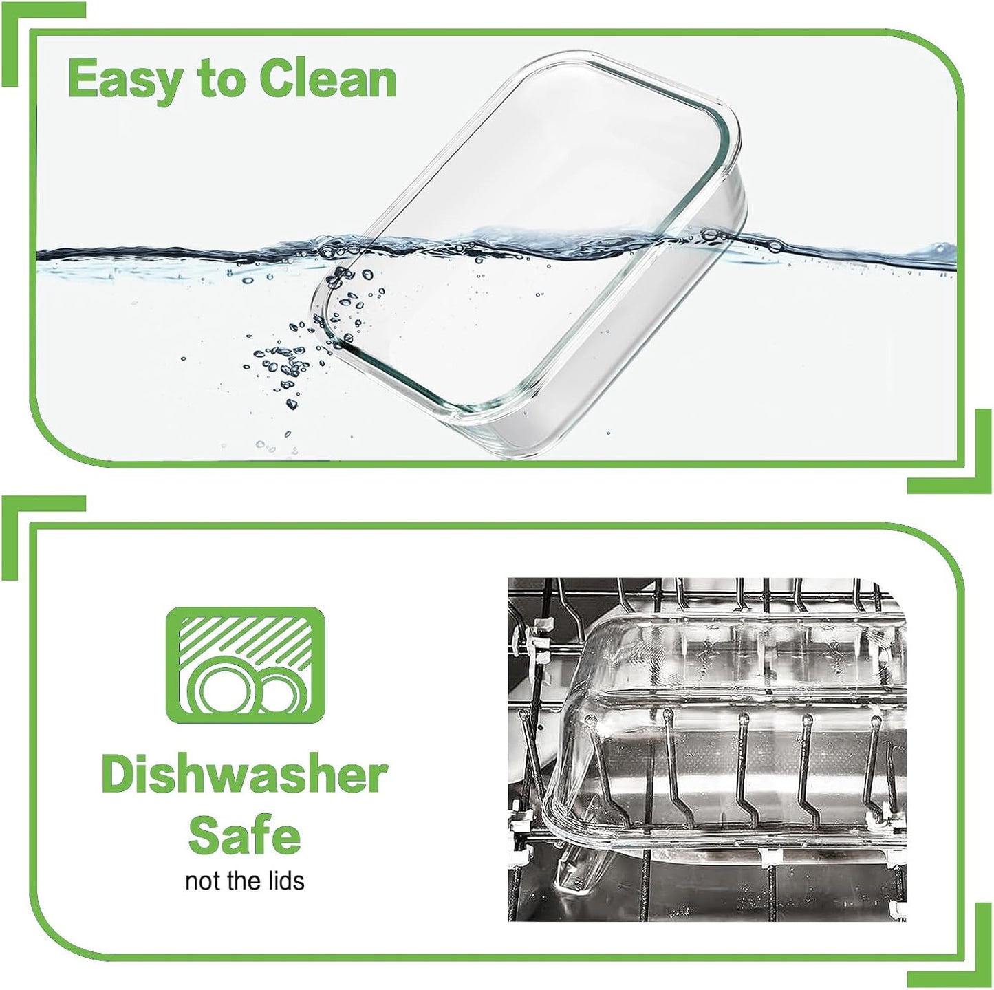 HOMBERKING 10 Pack Glass Meal Prep Containers with Locking Lids, Glass Food Storage Containers Set, Airtight Glass Lunch Bento Boxes, BPA-Free & Leak Proof, 36oz & 14oz, Freezer, Oven, Black