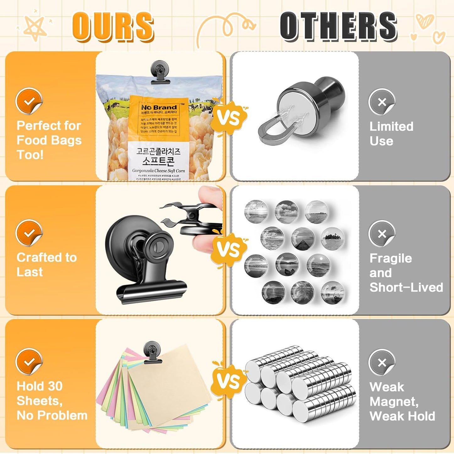 12pack Fridge Magnets Refrigerator Magnets Magnetic Clips Heavy Duty Detailed List Display Paper Fasteners on Home& Office& Teaching (Black, 12)