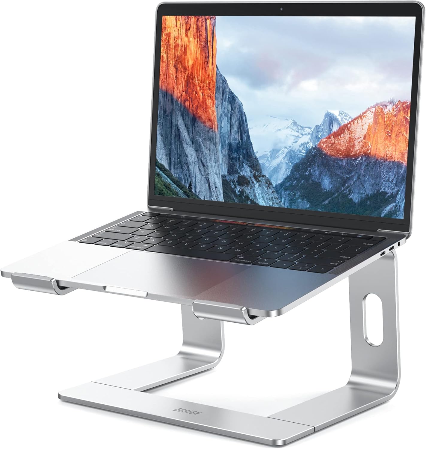 BESIGN LS03 Aluminum Laptop Stand, Ergonomic Detachable Computer Stand, Notebook Riser Compatible with Air, Pro, Dell, HP, Lenovo More 10-15.6" Laptops, Silver