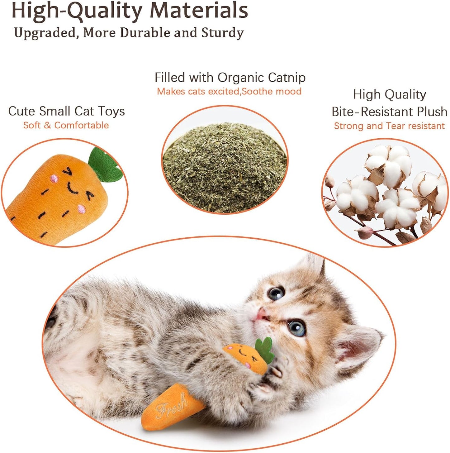 Catnip Cat Toys, Cat Nip Kitten Toy for Indoor Cats Kitty Kicker, Durable Kitten Teething Chew Toy, 5 Pack, Vegetable Shape