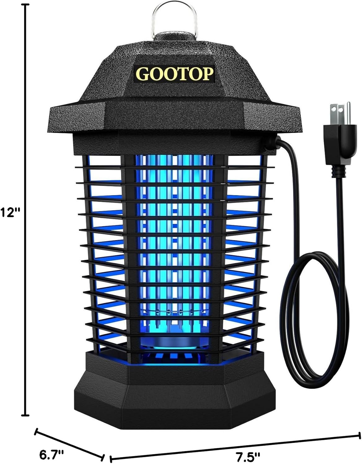 GOOTOP Bug Zapper Outdoor, Mosquito Zapper, Electric Fly Zapper, Mosquito Killer, Fly Traps, 3 Prong Plug, Flying Insects Zapper Indoor Outdoor 90-130V, 4200V, ABS Plastic Outer (Black)