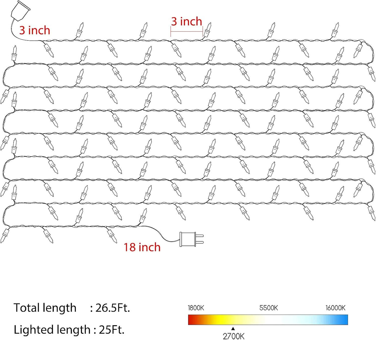 Minetom Clear Christmas Lights Set 100 Count 25 Feet Incandescent Bulb Mini String Lights for Indoor Christmas Tree Garland Birthday Wedding Party Festival Decoration, White Wire