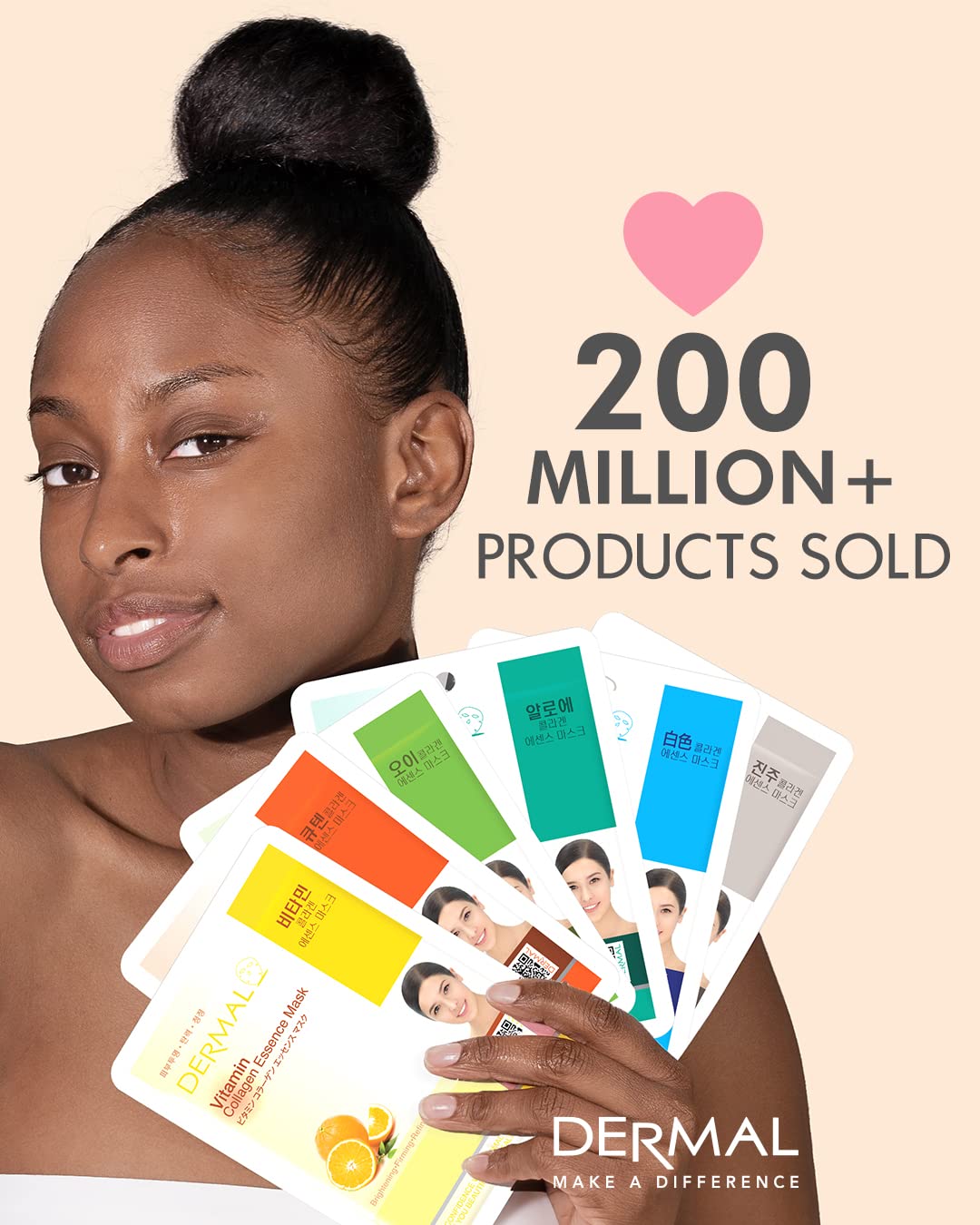 DERMAL Korean Collagen Face Mask – Hydrating & Soothing Sheet Mask with Panthenol – Hypoallergenic Calming Moisture Care for All Skin Types – 24 Combo Pack