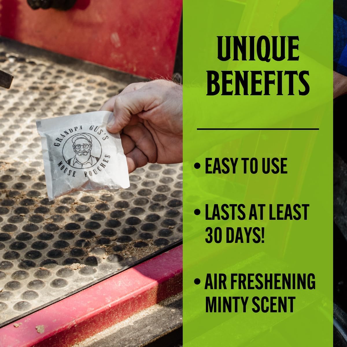 Grandpa Gus’s Extra-Strength Mouse Repellent Pouches, Peppermint & Cinnamon Oil, Natural Rodent Deterrent Control for Garage, RV, Car, Basement, Attic, Storage, 1.75 Oz (Pack of 10)