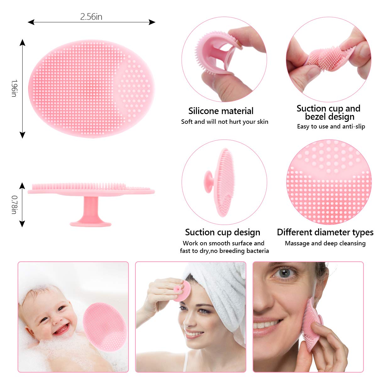 Silicone Face Scrubber, 2pcs Exfoliating Lip Brush, 2pcs Cleansing Brush,2pcs Face Mask Brush Exfoliator Blackhead Skin Care Tool