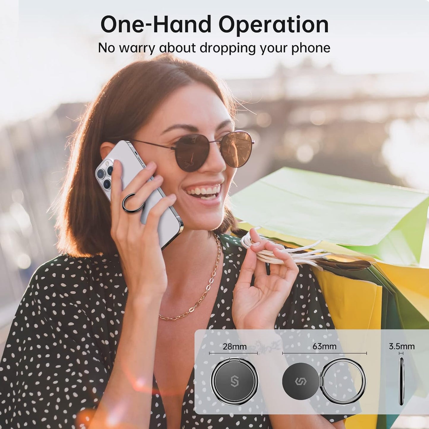 Syncwire Cell Phone Ring Holder Stand, 360 Degree Rotation Finger Ring Kickstand Polished Metal Phone Grip for Magnetic Car Mount