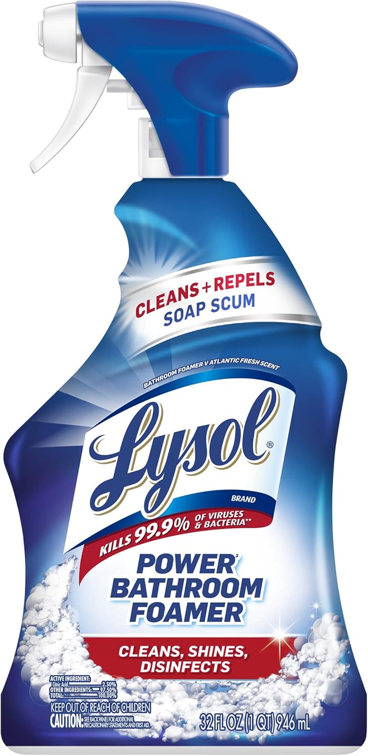 Lysol Power Foaming Cleaning Spray for Bathrooms, Foam Cleaner for Bathrooms, Showers, Tubs, 32oz