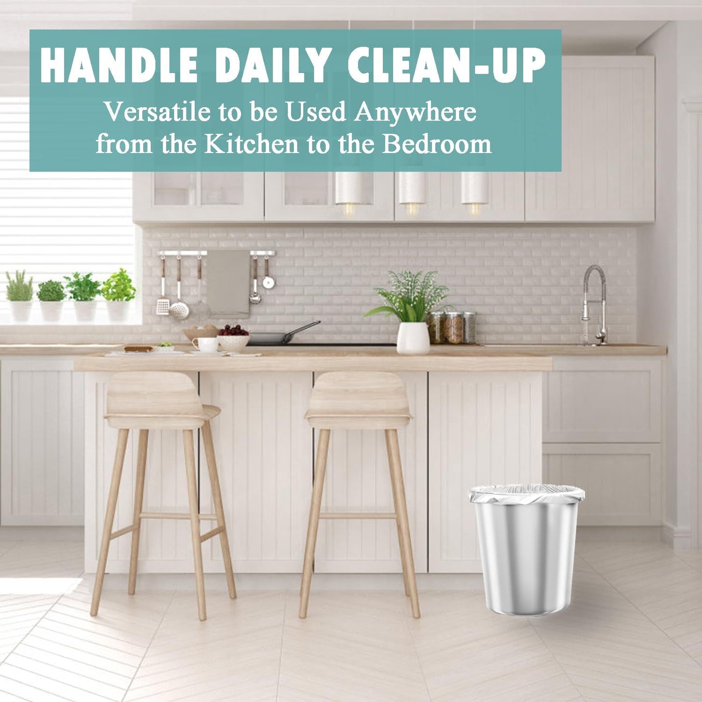 Small Trash Bags 4 Gallon - 105 Count 4 Gallon Trash Bag, Unscented Small Garbage Bags Bathroom Trash Bags, White 4 Gal Small Trash Can Liners