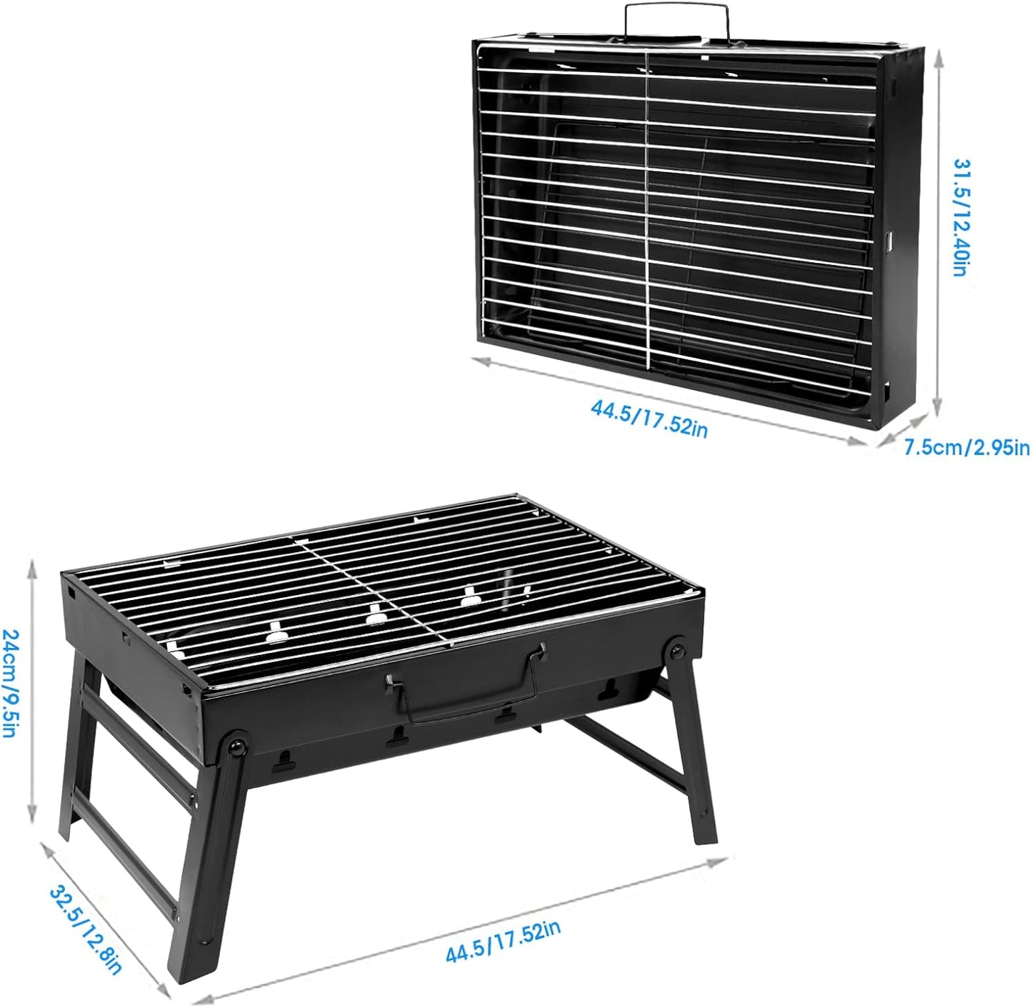 Uten Charcoal Grill, BBQ Grill Folding Portable Lightweight smoker Grill, Barbecue Grill Small desk Tabletop Outdoor Grill for Camping Picnics Garden Beach Party 17''x11.6''x 2.6''