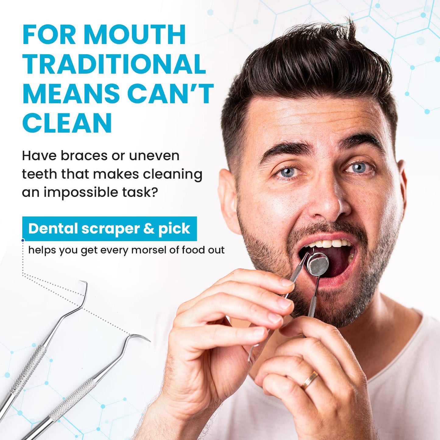 Dental Duty Dental Tools, Dental Pick for Teeth Cleaning Tools – Plaque Remover for Teeth with Teeth Cleaning Kit - Stainless Steel Dental Mirror for Teeth, Scraper and Scaler, (Aqua)