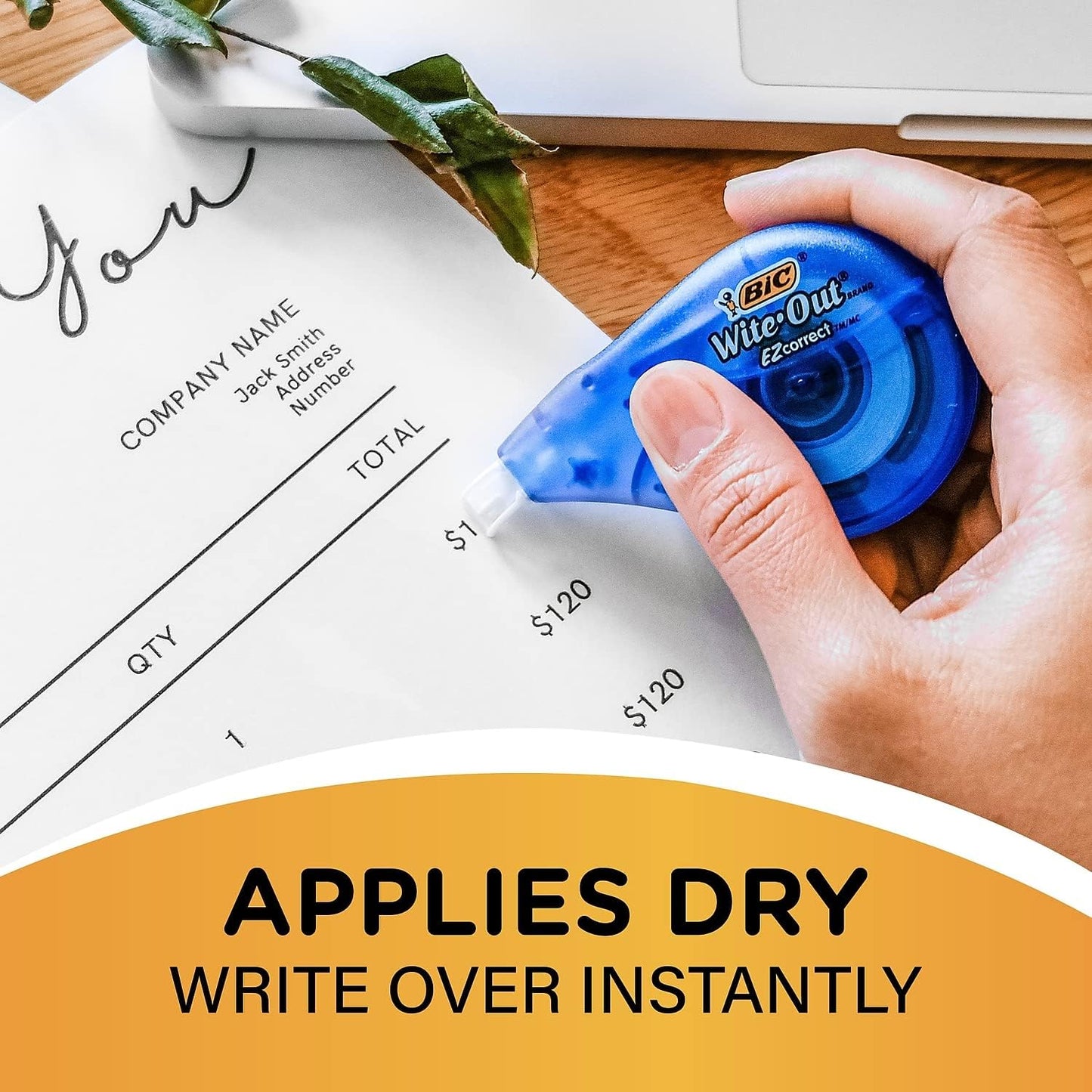 BIC Wite-Out Brand EZ Correct Correction Tape, 39.3 Feet, 2-Count Pack of White Correction Tape, Fast, Clean and Easy to Use Tear-Resistant Tape Office or School Supplies