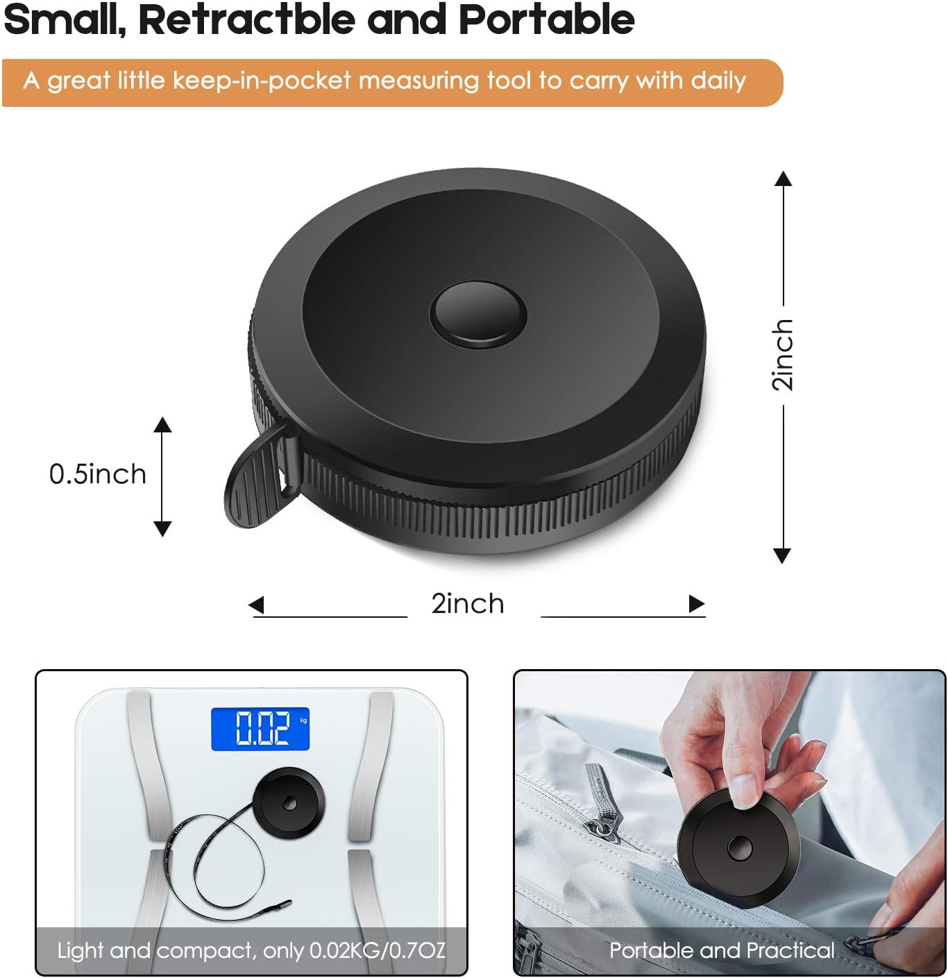 iBayam 2 Pack Tape Measure Measuring Tape for Body Fabric Sewing Tailor Cloth Knitting Vinyl Home Craft Measurements, 60-Inch Soft Fashion Pink & Retractable Black Double Scales Rulers for Body Weight