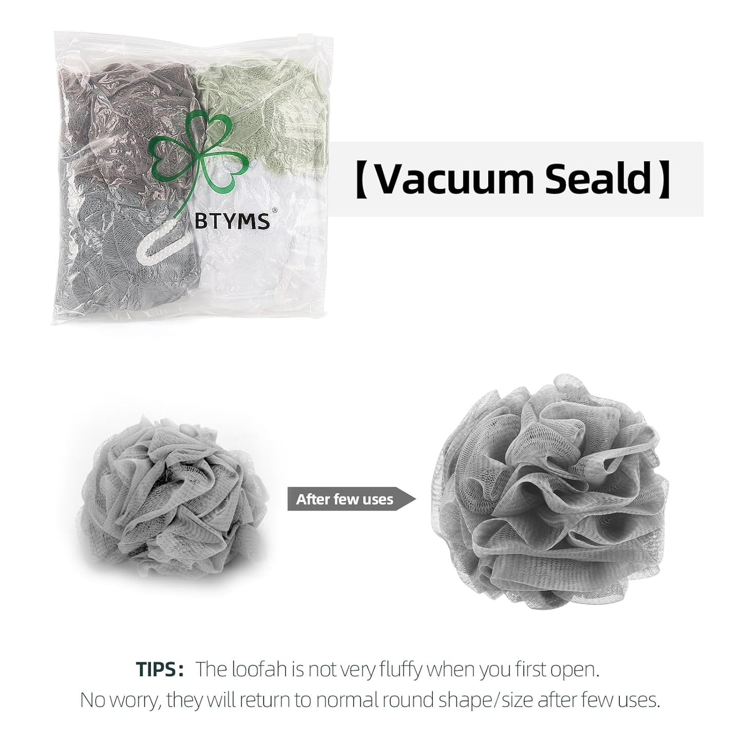 BTYMS Bath Sponge Shower Loofahs 60g Mesh Pouf Bath Scrunchies Body Wash Puff Shower Puff - Pack of 4