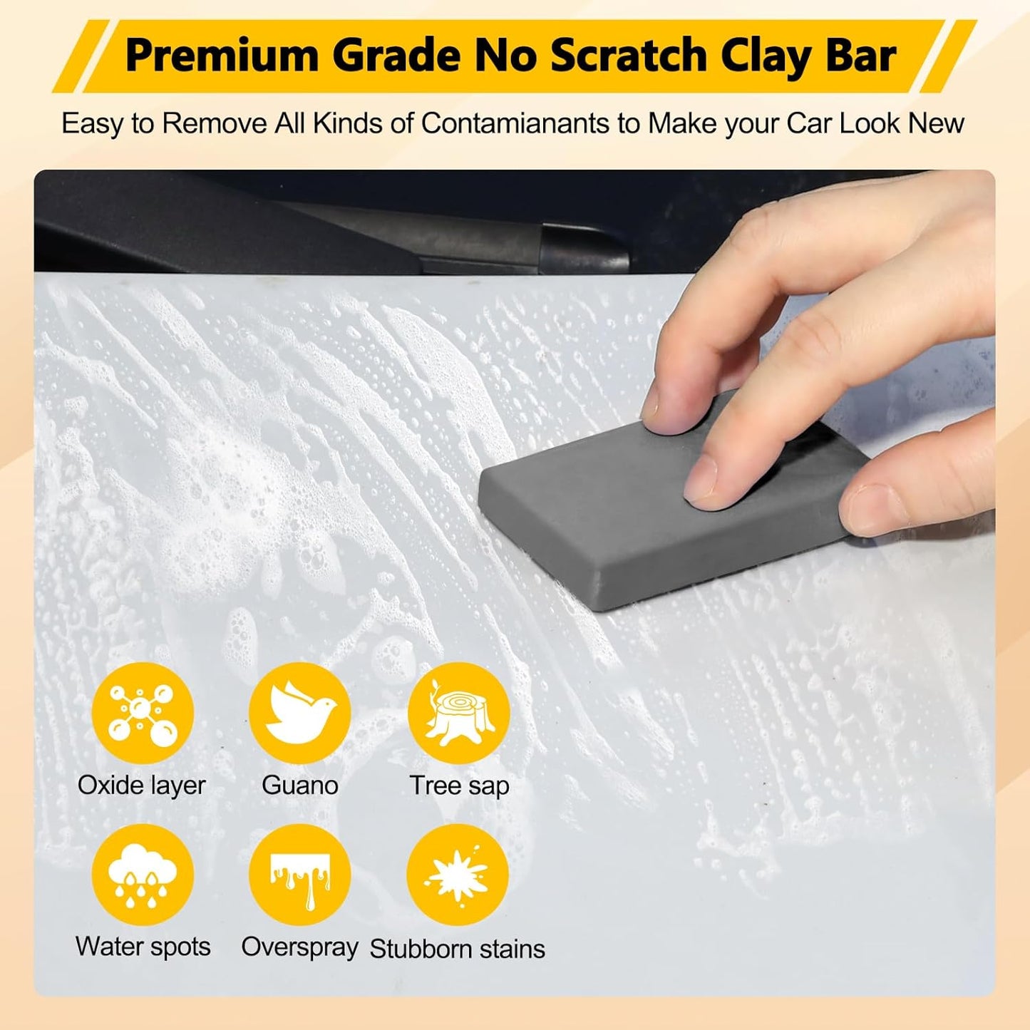 Car Clay Bar 4 Pack 400g, Premium Grade No Scratch Magic Clays Bars Detailing Cleaner Kit Glass Deatil Cleaning with Washing and Adsorption Capacity for Auto SUV,RV,Truck