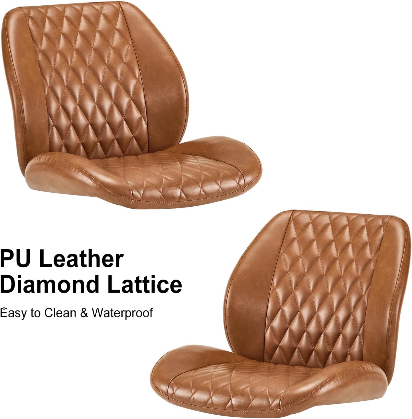 YFO Home Office Desk Chair Office Rubber Casters Ergonomic Computer Chair with Lumbar Support Adjustable Height Rolling Swivel Executive Task Armrests Chair, Brown Leather