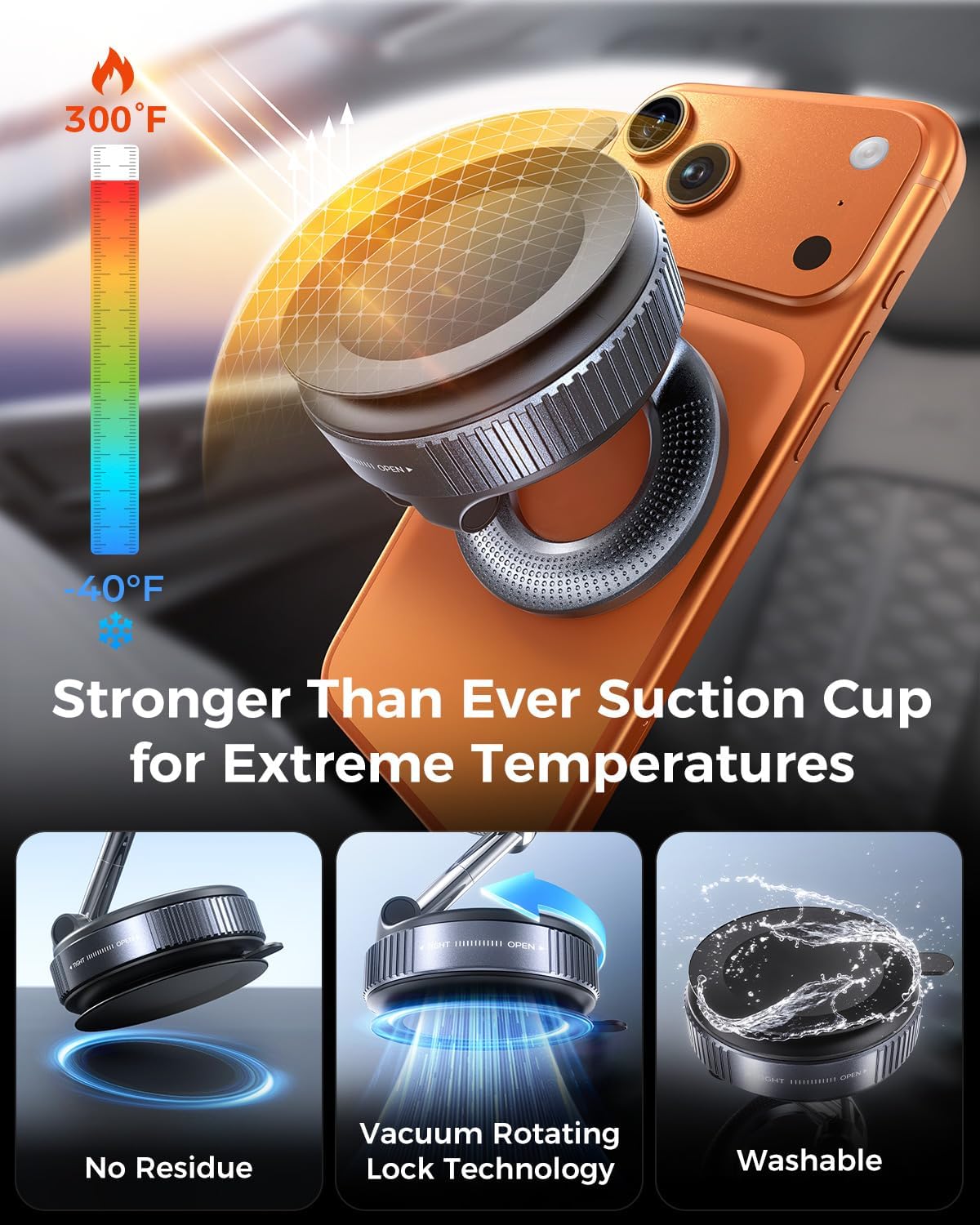 MRGLAS 2026 Upgraded Vacuum Magnetic Phone Holders for Your Car 360° Adjustable Absorption Magnetic Bracket 98LBS Magsafe Suction Cup Phone Mount for iPhone 17 Car Truck Accessories for Men Women