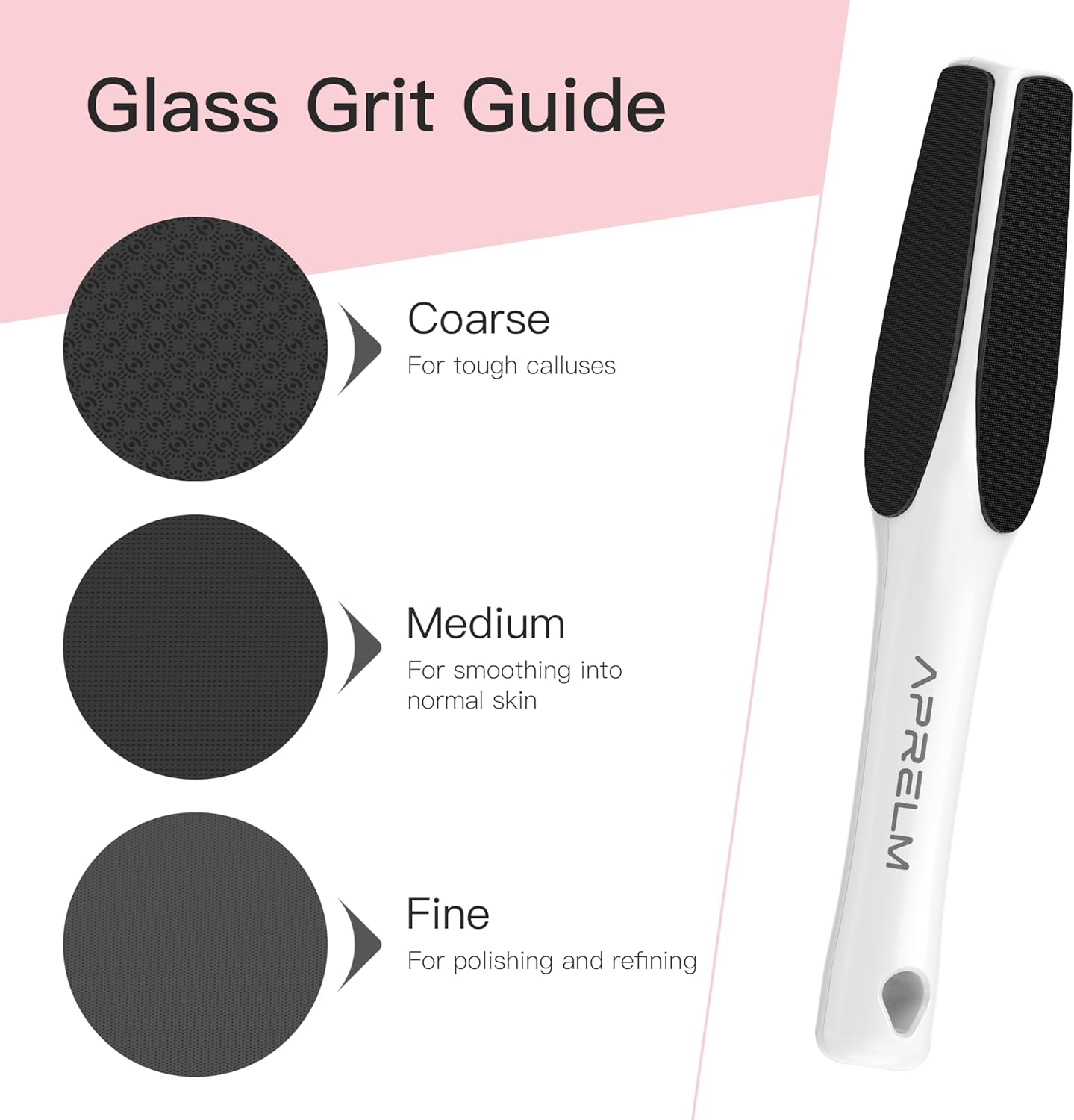 3-Sided Nano Glass Foot Callus Remover, Professional 3-in-1(Coarse, Medium, Fine) Foot File, Pedicure Tools for Feet Hard Skin Smooth Polishing (White)