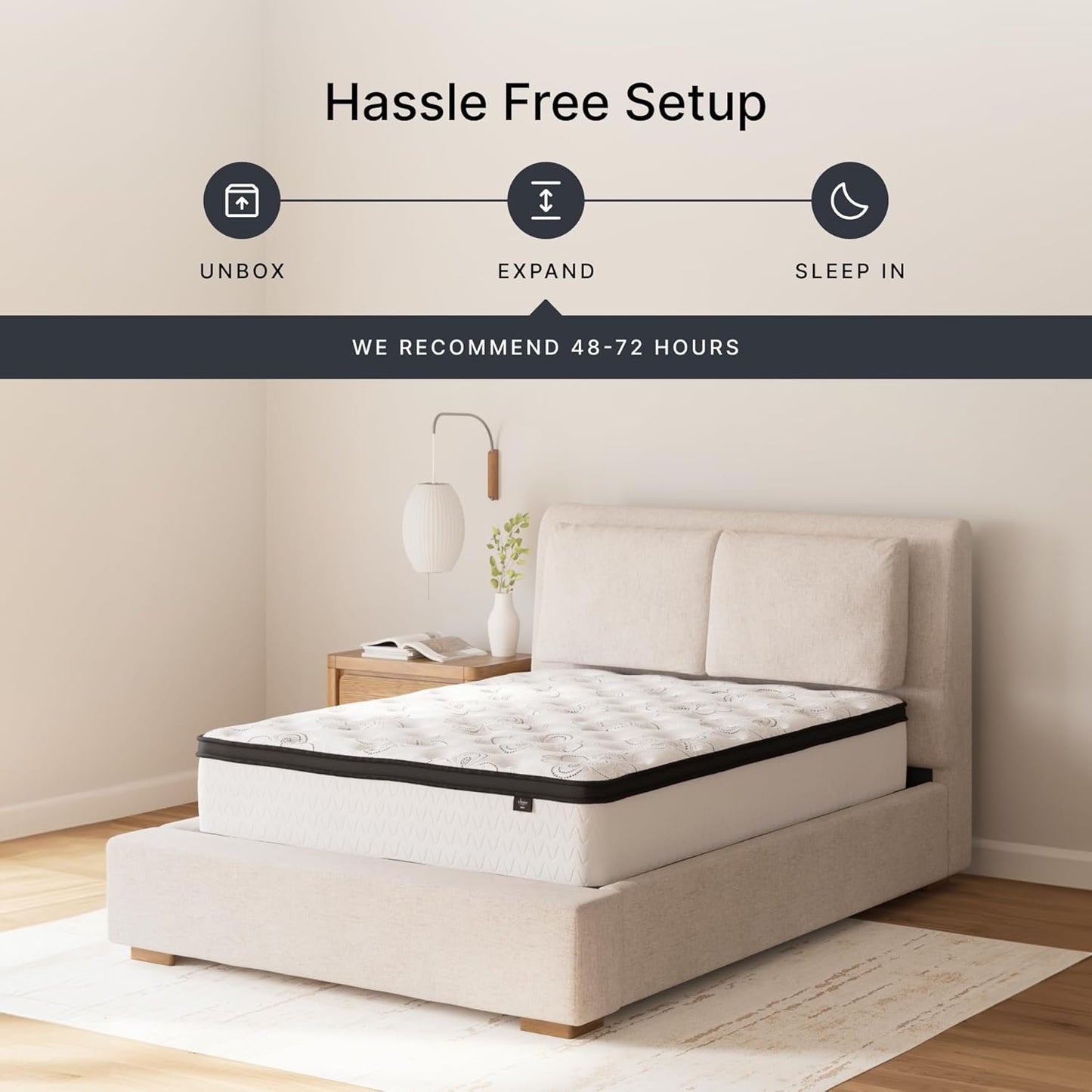 Signature Design by Ashley Queen Size Chime 12 Inch Medium Firm Hybrid Mattress with Cooling Gel Memory Foam for Pressure Relief, Fiberglass Free, Mattress In A Box