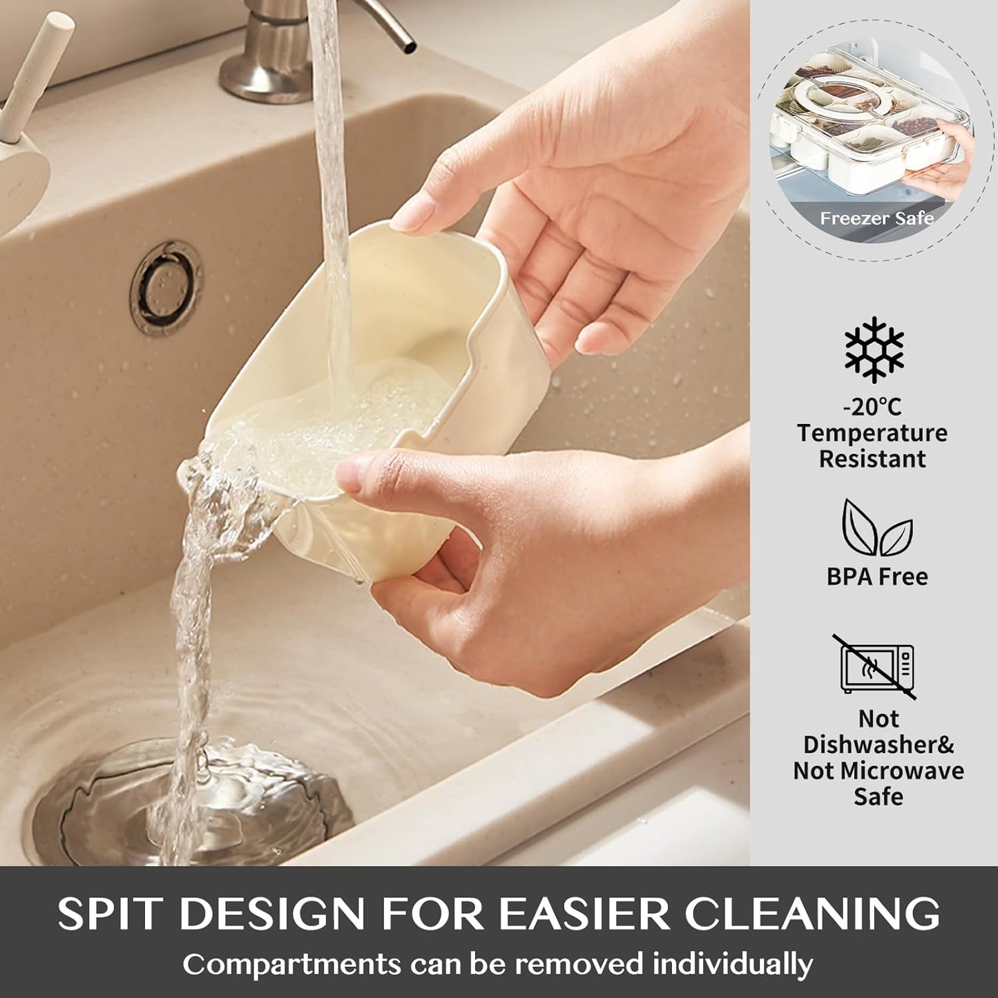 Snackle Box Container,Portable Snack Box 8 Compartment Divided Serving Tray with Lid and Handle,Clear Storage Organizer for Fruit Candy Nuts Veggie-Perfect for Road Travel Party(1 Pack)