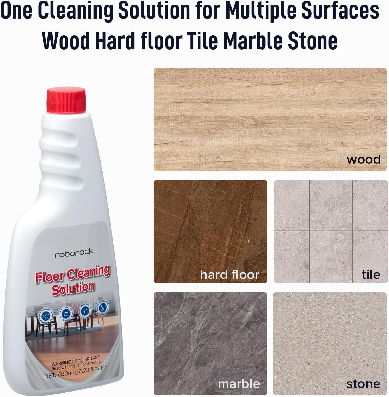 roborock Official Floor Cleaning Solution, Floor Cleaner for Hardwood Tile Hardfloor, Compatible Robot Vacuums with Mopping and Wet Dry Vacuum, 16.2 FL OZ, Dilution Ratio 1:200