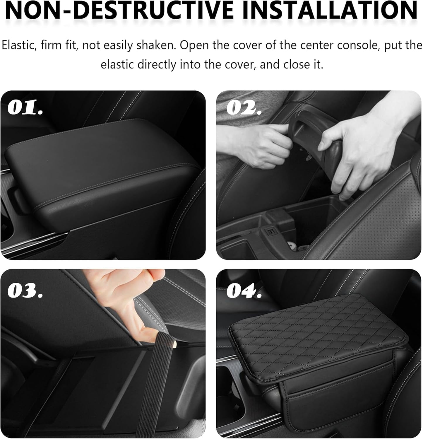 Upgraded Car Center Console Cover,Microfiber Leather Car Armrest Cover Cushion with 2 Storage Bags,Car Armrest Storage Box Interior Accessories for Most Vehicles (Black)