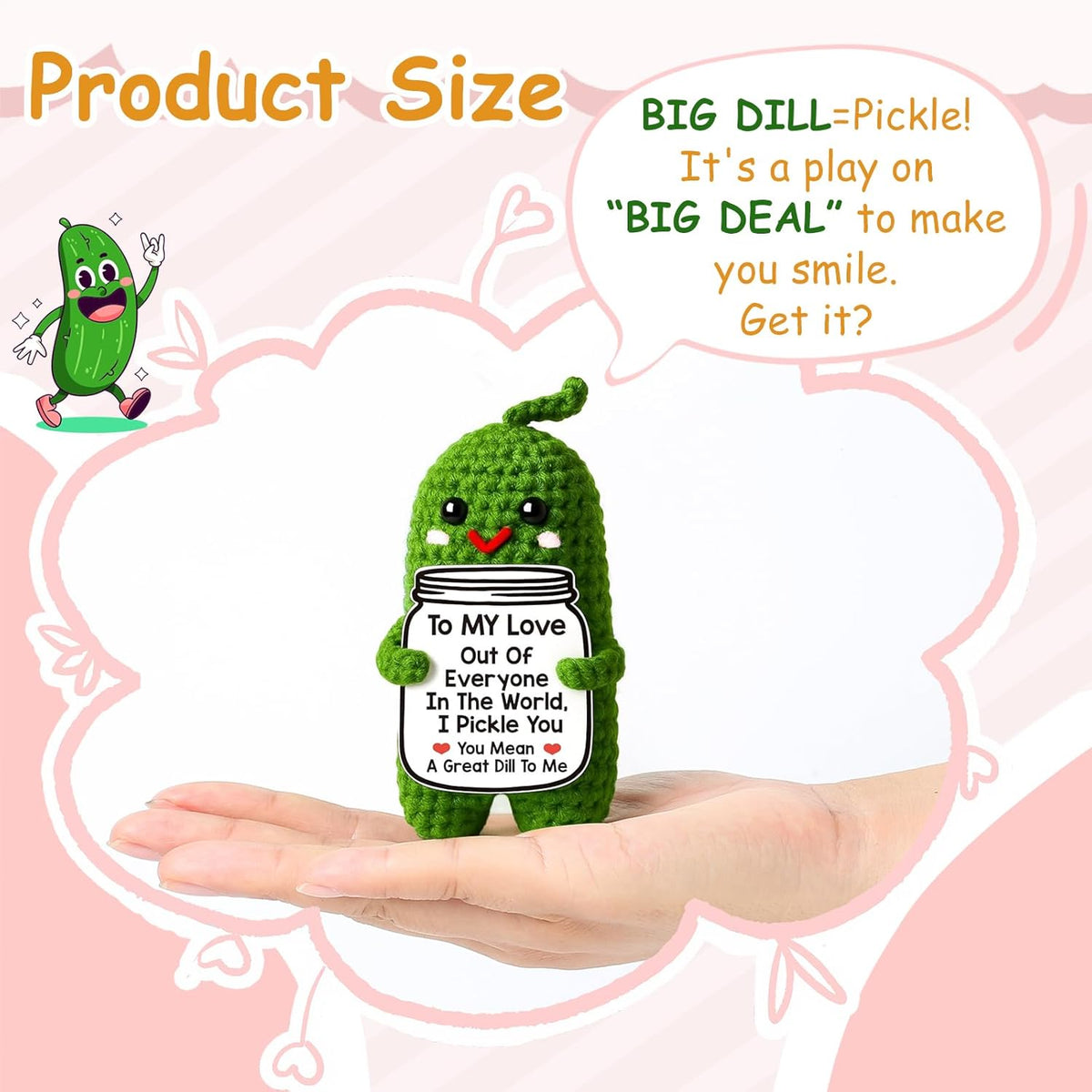 Valentines Day Gifts for Him Her Boyfriend Girlfriend, Handmade Crochet Pickle Valentines Gifts for Wife Husband, I Love You Birthday Gift To My Love Wedding Anniversary Romantic Gift for Couples
