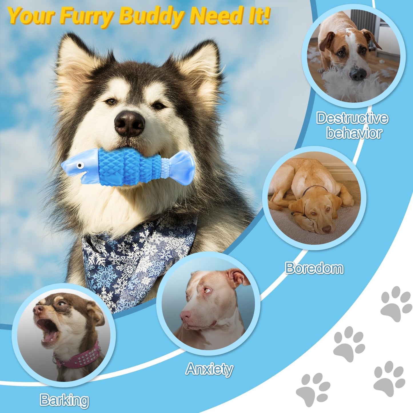 WinTour Tough Dog Toys for Aggressive Chewers, Indestructible Dog Chewers for Medium & Large Breeds, Squeaky Durable Chew Toys to Keep Them Busy, Reduce Boredom, Teeth Cleaning, Bacon Flavor