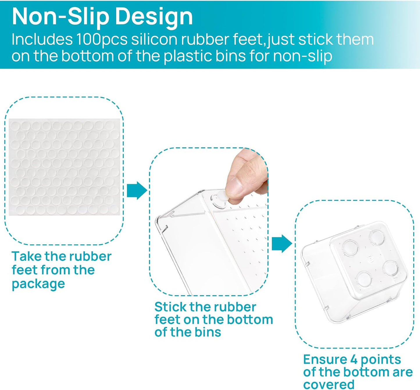 Vtopmart 25-Piece Clear Plastic Drawer Organizer Set – 4 Size Non-Slip Storage Bins for Bathroom, Kitchen, Makeup, Vanity & Office Drawers