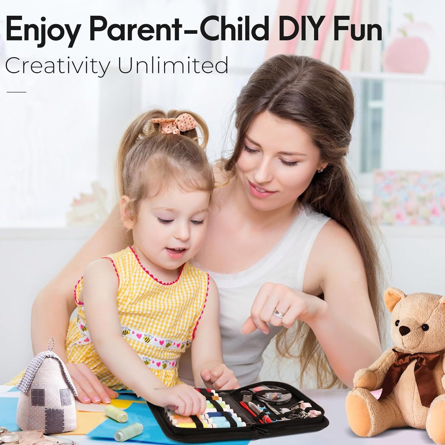 Coquimbo Sewing Kit Stocking Stuffers Christmas White Elephant Gifts for Adults Teen Girls Grandma Beginner Traveler, Portable Sewing Supplies Accessories with Thread, Needles, Scissors (Black, M)