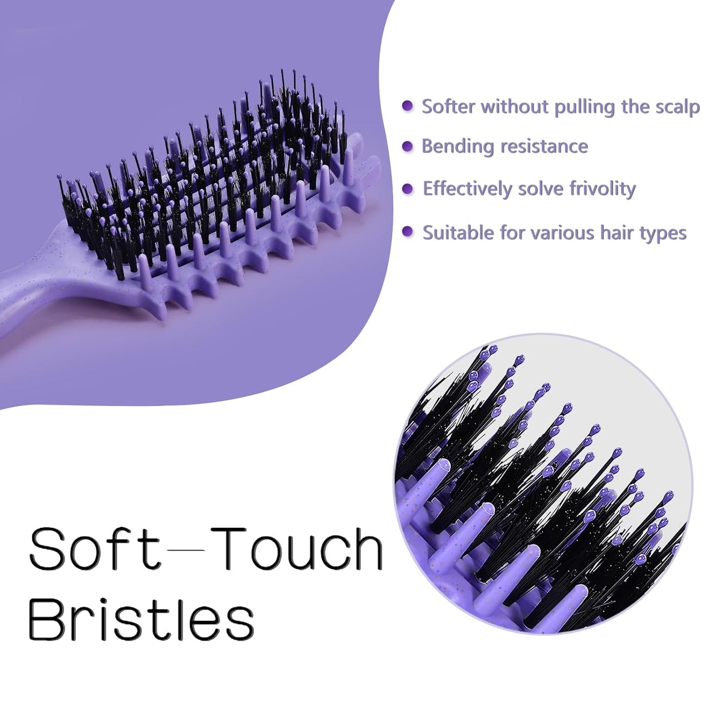 Curly Hair Brush,Curl Defining Brush for Effortlessly Defined Curls & Waves,Vented Hair Brush for Wet & Dry Hair,Women and Men,Reduces Frizz (Purple)