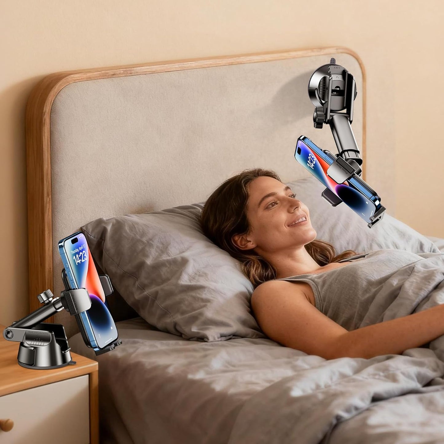 Qifutan Dash Mounted Holders Phone Holders for Your Car Phone Mount for Car Windshield Dashboard Air Vent Universal Desk Mounts Hands Free Automobile Cell Phone Holder Fit for iPhone Smartphone