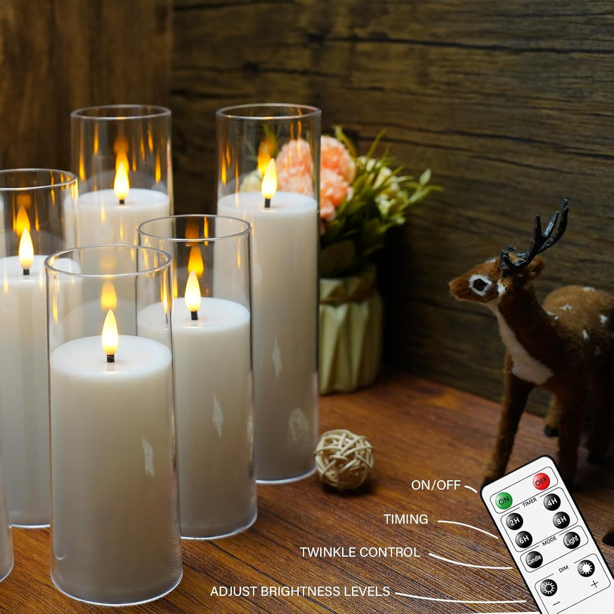 Flickering Flameless Candles Battery Operated with Remote and 2/4/6/8 H Timer Plexiglass Led Pillar Candles Pack of 9 (D2.3"xH 6"7"8")with Realistic Moving Wick Candles for Home Decor(White)