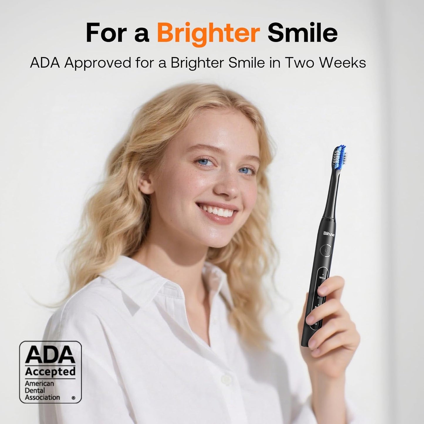 Bitvae ADA Accepted Electric Toothbrush, Travel Toothbrush Rechargeable for Adults and Kids, 60-Day Battery, 5 Modes, 8 Heads, Portable Travel Case & Holder, Shadow Black