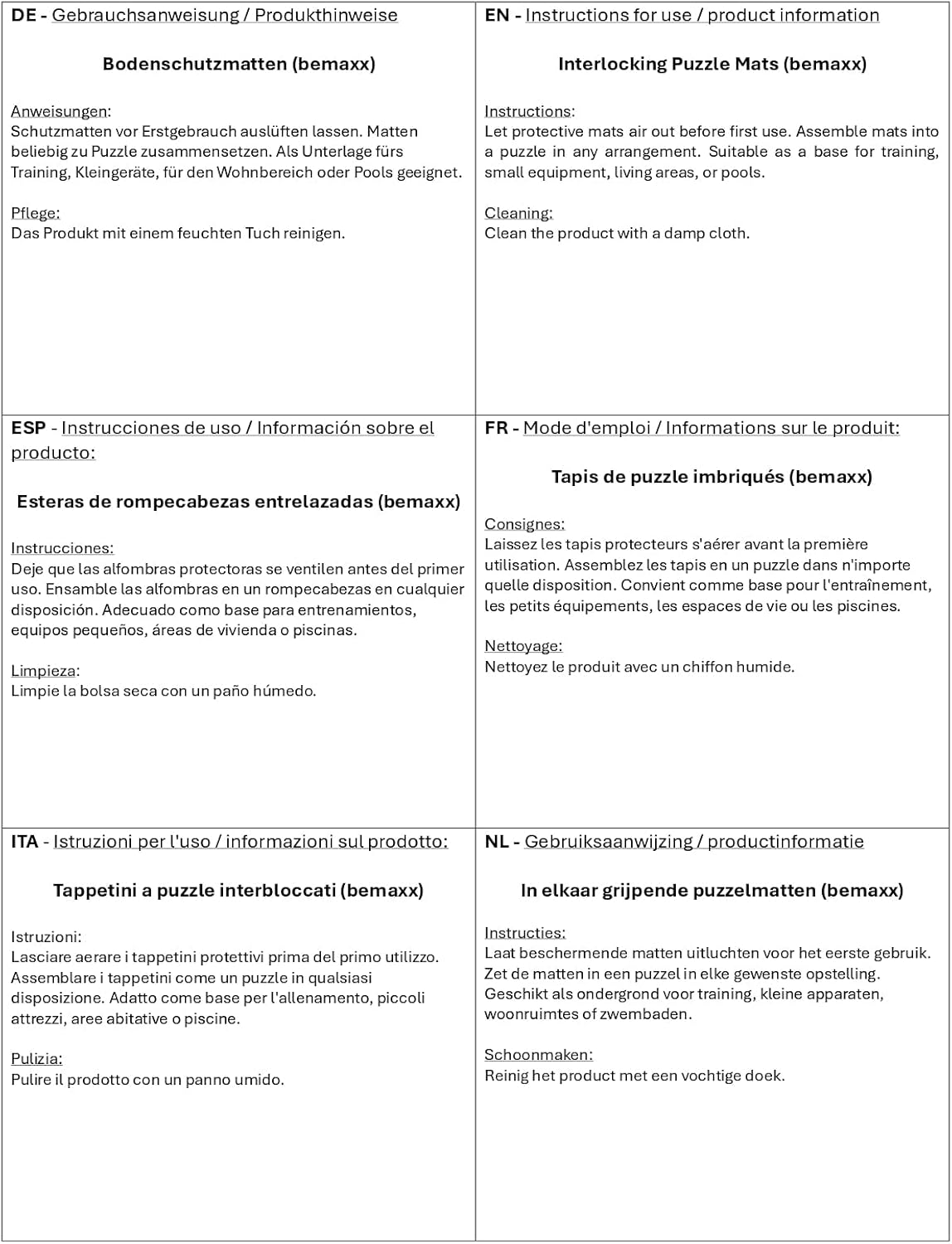 bemaxx Gym Mats Set - 18 pcs EVA Interlocking Foam Floor Tiles (12.6"x12.6"x0.4") 18sqft Protective Gym Flooring Sports Home Workout Exercise Mats Puzzle Garage Fitness Play-Room Garage Pool Treadmill