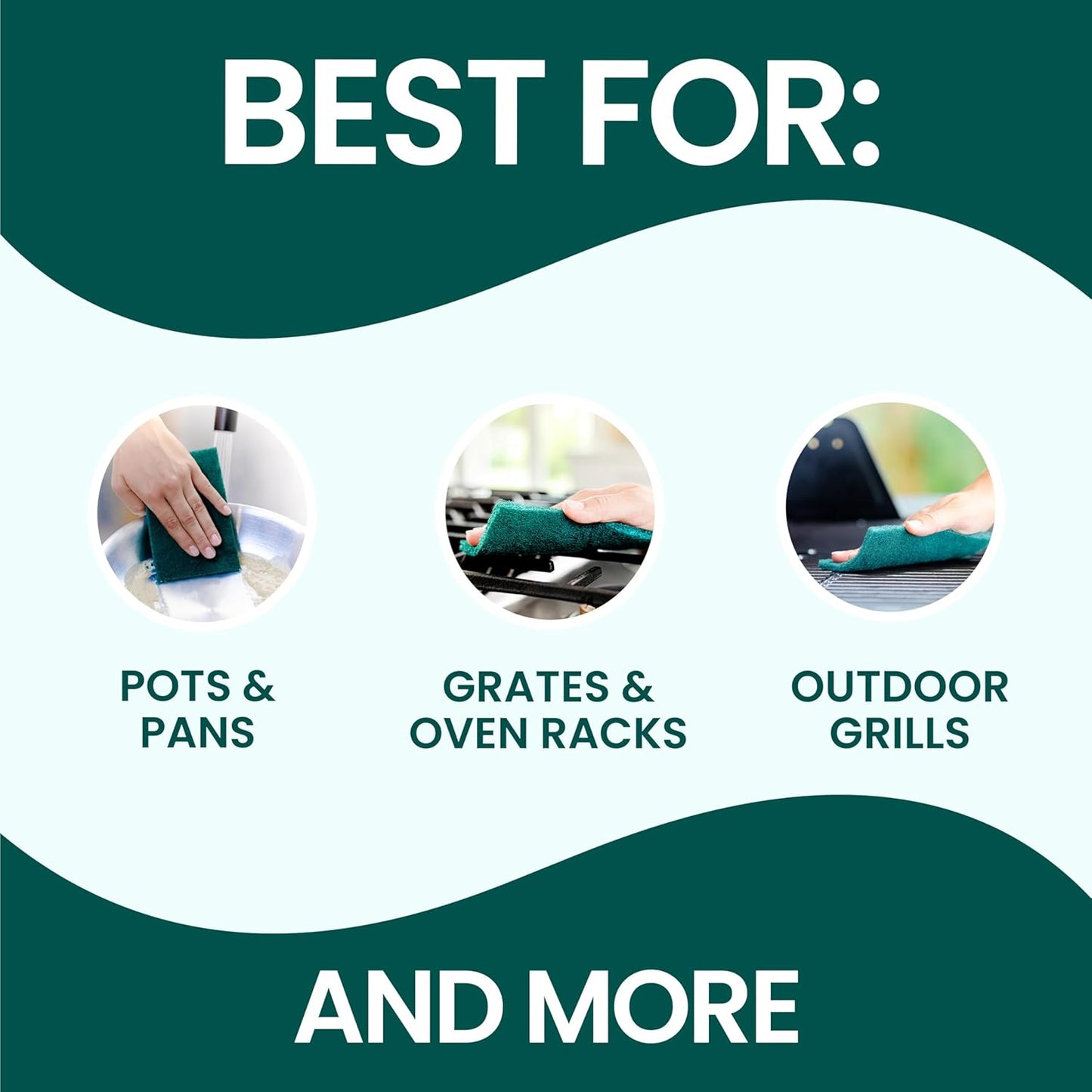 Scotch-Brite Heavy Duty Scouring Pad, Dish Scrubber for Kitchen + Outdoor, 8 Scrub Pads for Uncoated Pots and Pans, Cast Iron Cooktops, Grill Grates, Oven Racks, & BBQ, Durable, Long-Lasting