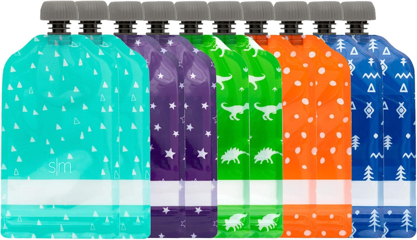 Simple Modern Reusable Baby Food Pouches for Toddlers | BPA Free Plastic, Food Safe, Freezer Safe | Refillable for Applesauce Yogurt & Puree Squeeze Pouch | 10 pack | 5oz | Assorted