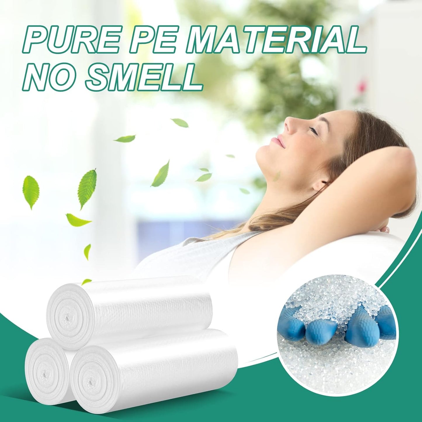 Magesh 4 Gallon Trash Bag Strong, Leakage-Free, Small Garbage Bags Unscented Thick for Bathroom, Office, Kitchen Small Trash Can, 15L, 105 Bags, Clear