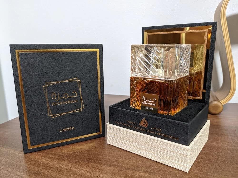 Lattafa Khamrah - Vanilla, Warm Spicy, Amber, Cinnamon - Eau de Parfum Long-Lasting Fragrance for Unisex, 3.40 Ounce / 100 ml