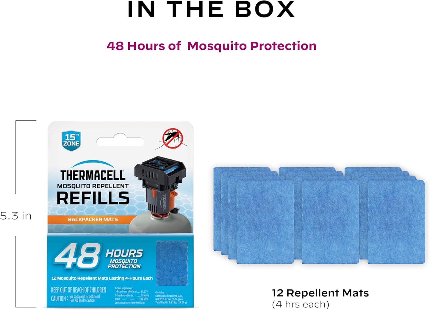Thermacell Mosquito Repellent Refills; Compatible with Thermacell Backpacker; Highly Effective, Long Lasting, No Spray, Scent, or Mess; 15 Foot Zone of Mosquito Protection