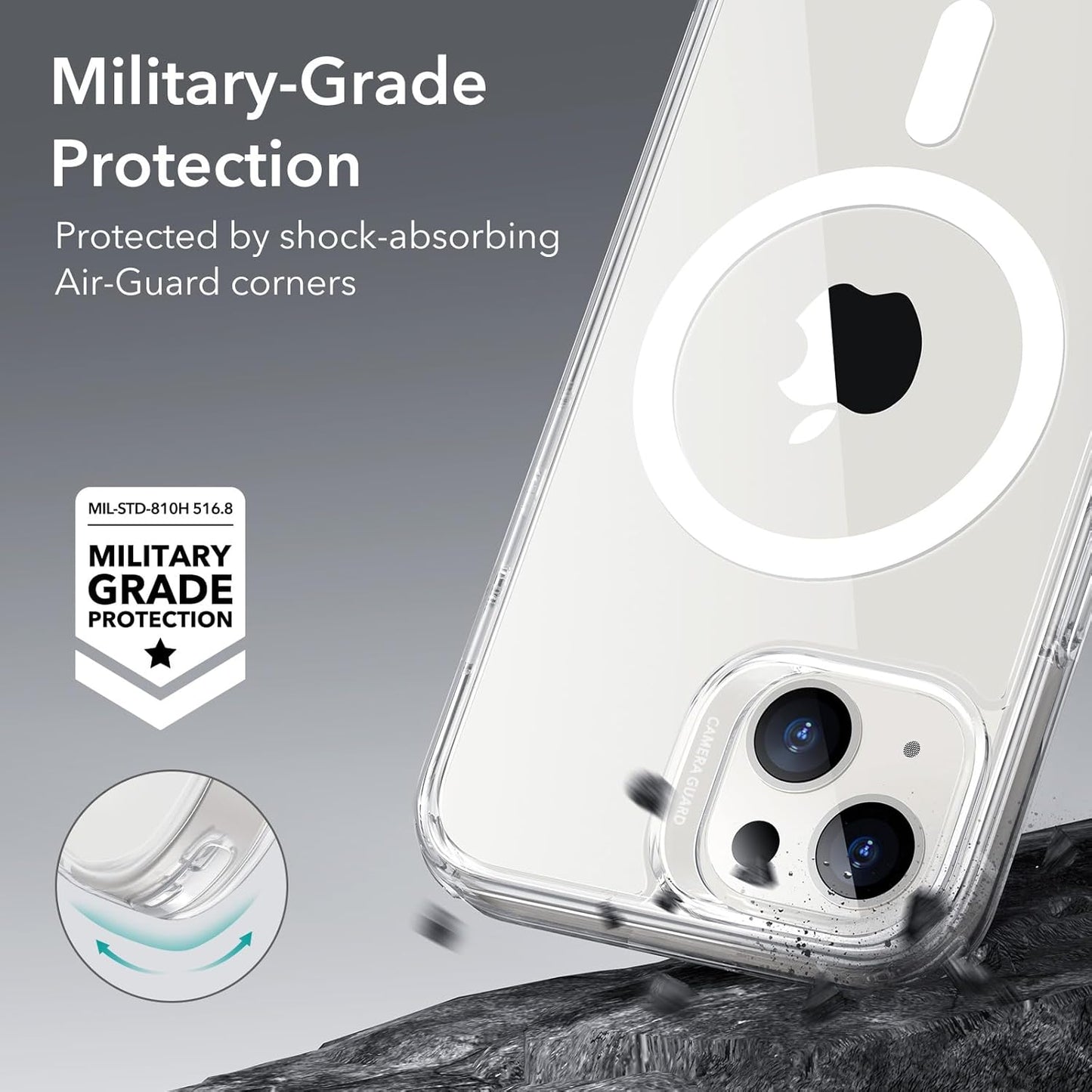 ESR Case for iPhone 14/iPhone 13, Compatible with MagSafe, Classic Hybrid Magnetic Mobile Phone Case iPhone 14/13 Case, Military Standard, Drop Protection, Scratch-Resistant Back, Clear