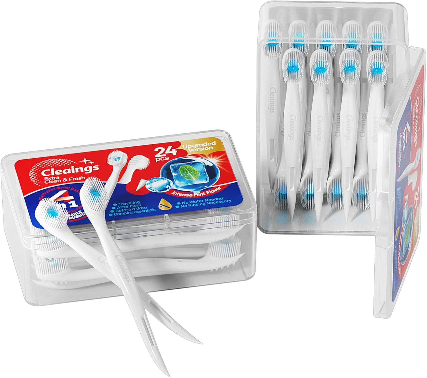 Mini Disposable Toothbrush Set with Toothpaste – Travel Essentials, Portable Toothbrush for Women & Men, Camping, Road Trip, Vacation, 24 Count-Intense Mint Flavor(Pack of 1)