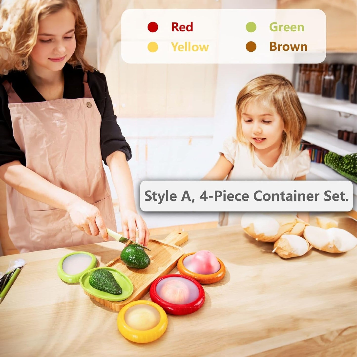 Avocado Saver and Tomato Holder - Set of 4 Reusable Storage Containers for Fridge - Ideal for Garlic, Onions, Lemons, and Potatoes